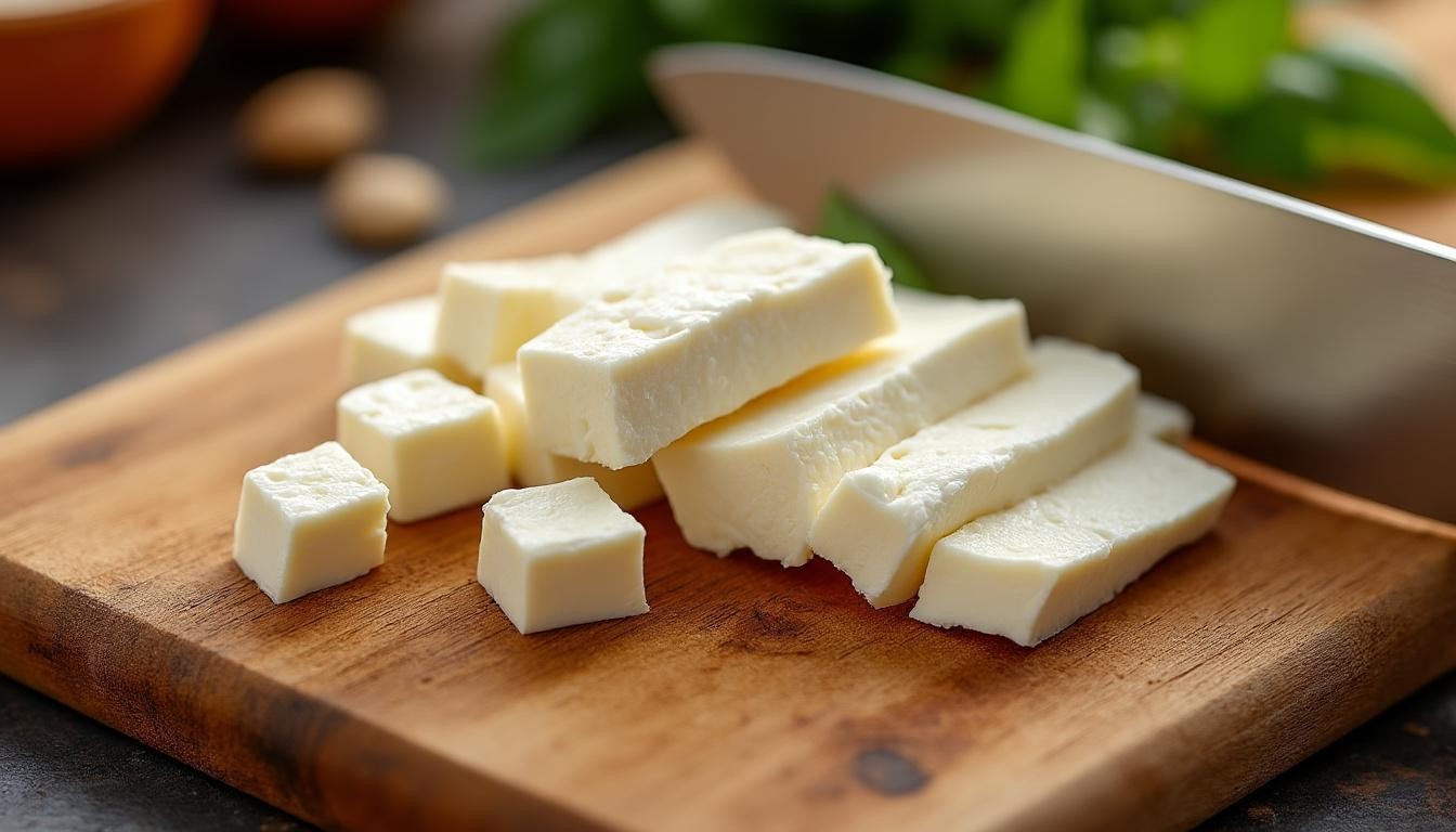 Paneer artisanal frais — coagulation naturelle au lait et citron, fabrication ferme française